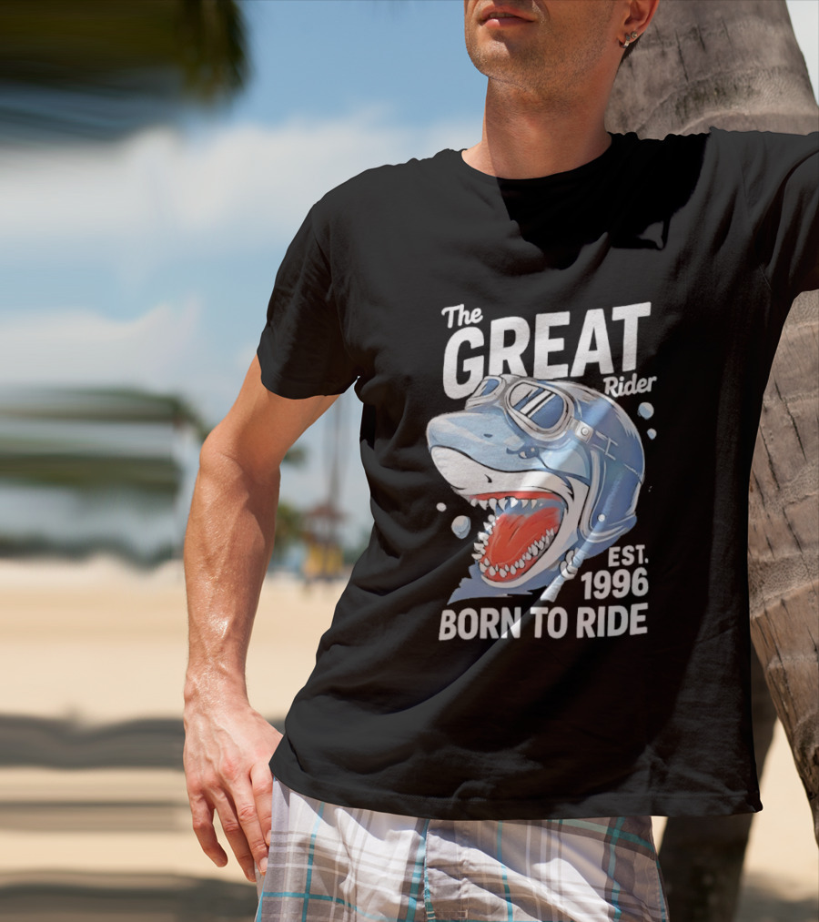 The Great Rider Shark Born To Ride Est. 1996 T-Shirt