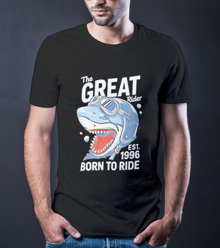 The Great Rider Shark Born To Ride Est. 1996 T-Shirt