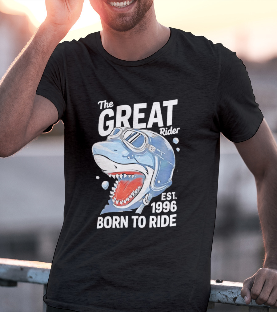 The Great Rider Shark Born To Ride Est. 1996 T-Shirt