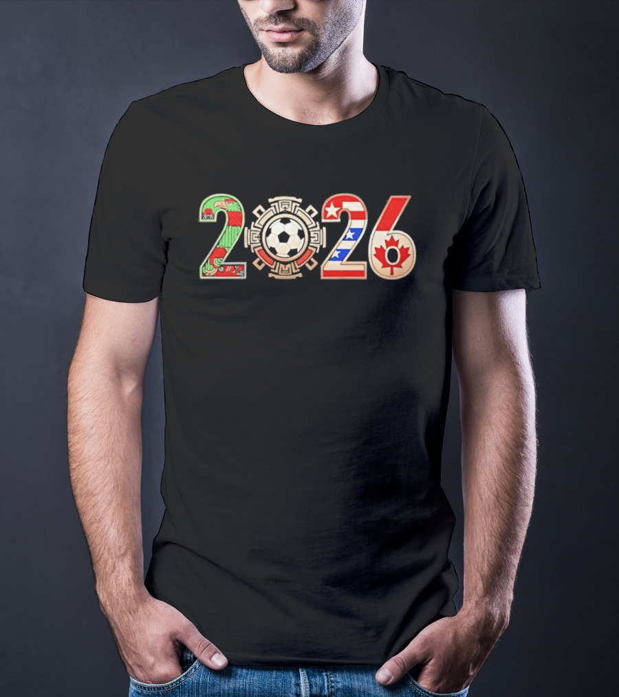 Three Nations One Game 2026 Soccer Cup USA Canada Mexico Flags And Soccer Ball T-Shirt