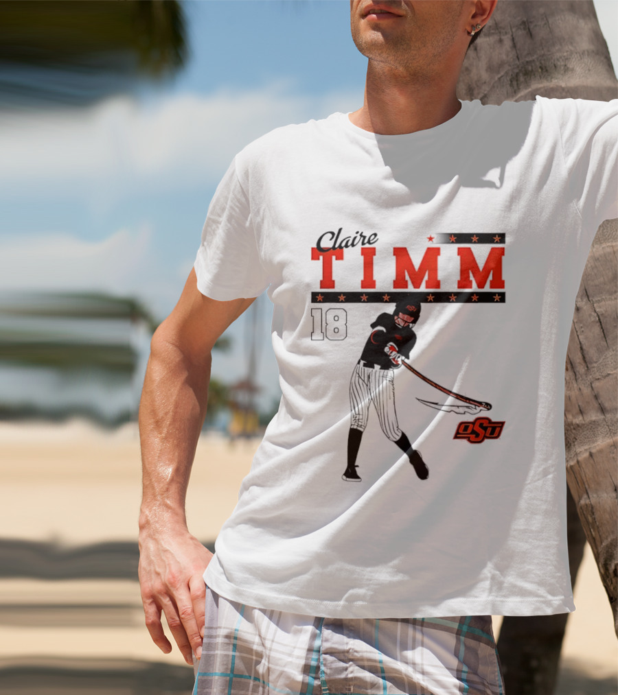 Claire Timm 18 OSU Cowgirls Softball Legend Player Caricature T-Shirt