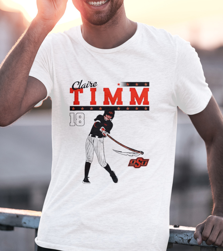 Claire Timm 18 OSU Cowgirls Softball Legend Player Caricature T-Shirt