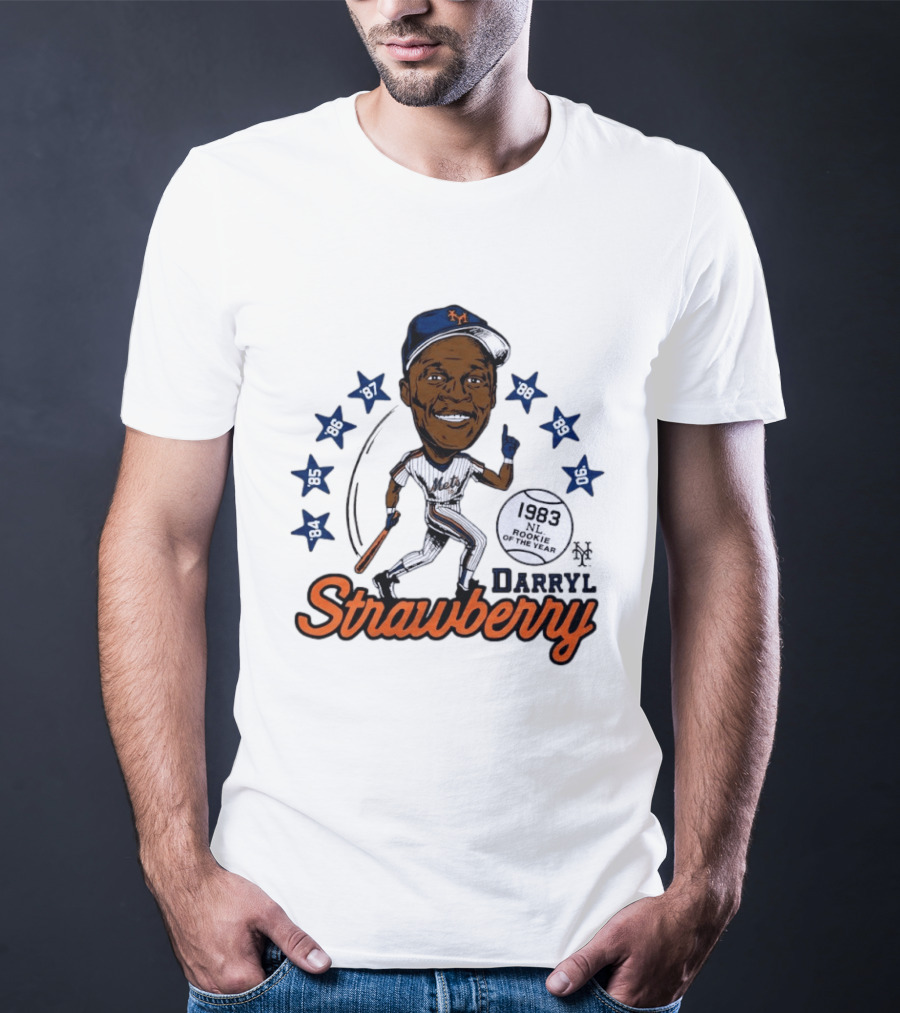 Darryl Strawberry New York Mets 1983 NL Rookie Of The Year Baseball Stars Icon 86 87 88 90 91 95 96 T-Shirt