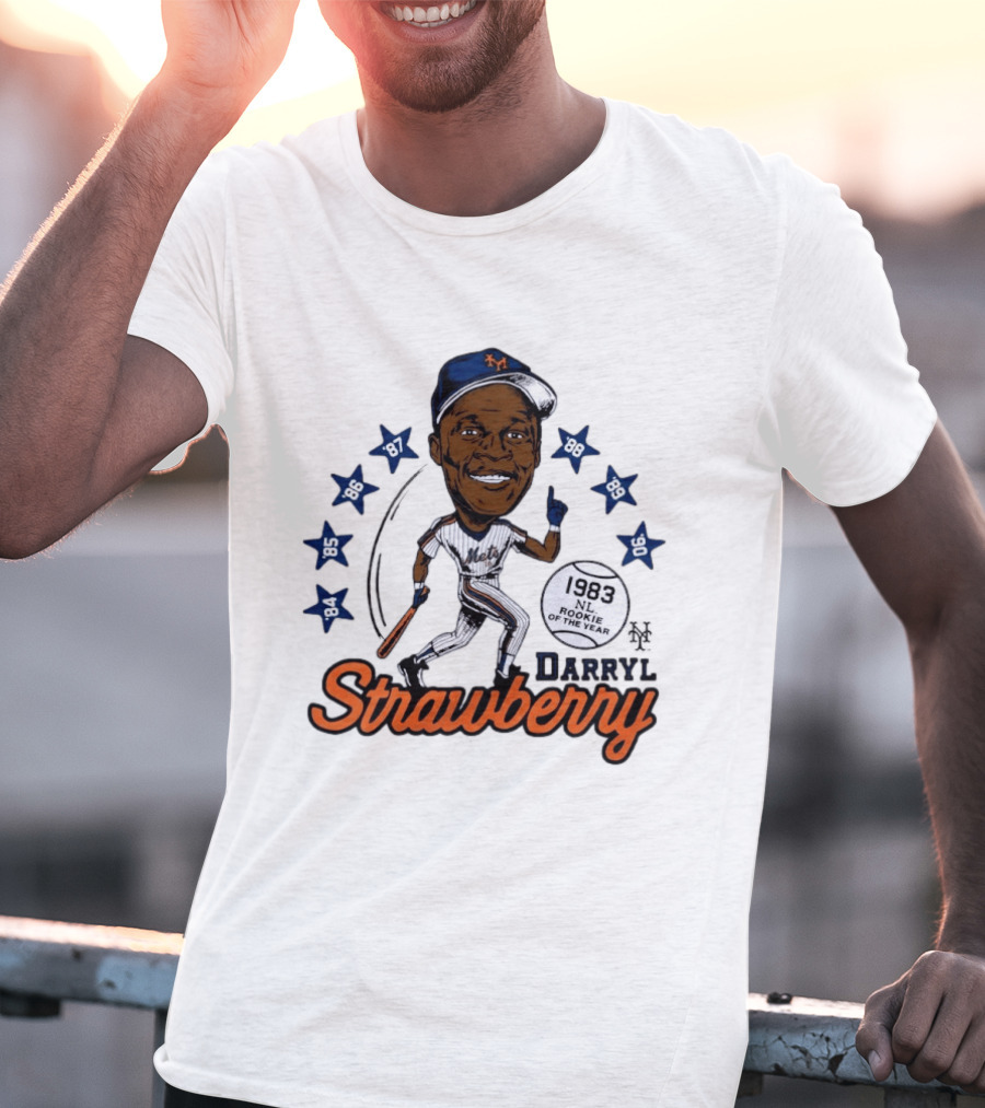 Darryl Strawberry New York Mets 1983 NL Rookie Of The Year Baseball Stars Icon 86 87 88 90 91 95 96 T-Shirt