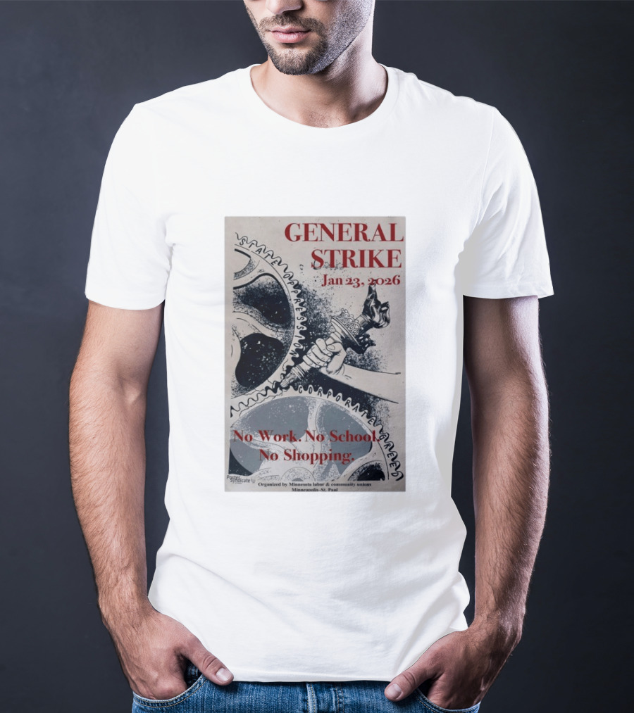 General Strike Jan 23 2026 Minneapolis St. Paul No Work No School No Shopping Corporate Greed T-Shirt