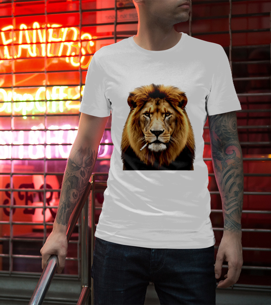 Lion Smoking Cigarette Majestic Wild T-Shirt