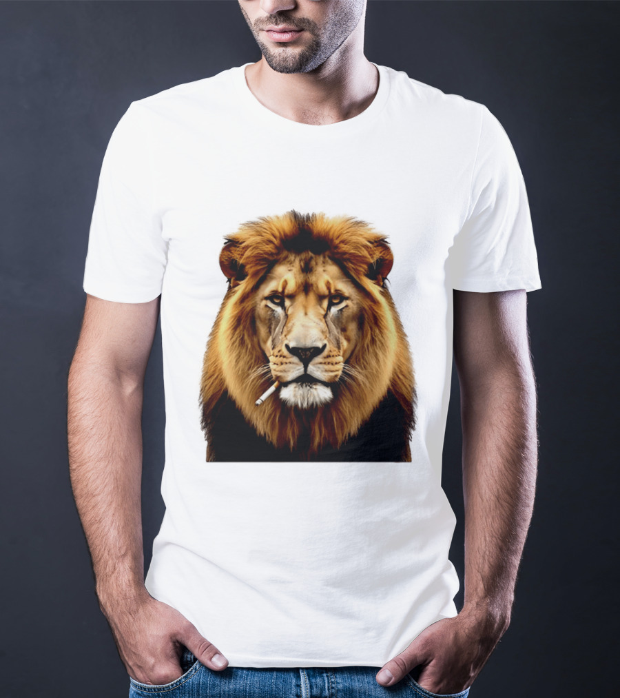 Lion Smoking Cigarette Majestic Wild T-Shirt