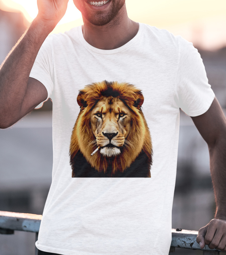 Lion Smoking Cigarette Majestic Wild T-Shirt