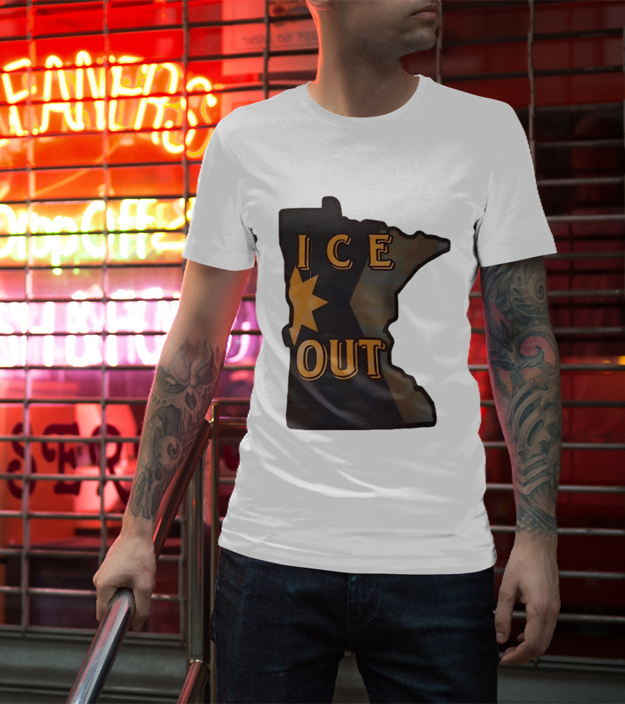 Minnesota Ice Out Bold Graphic State Map T-Shirt
