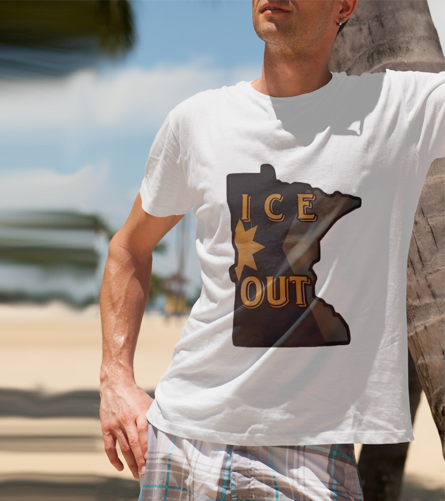 Minnesota Ice Out Bold Graphic State Map T-Shirt