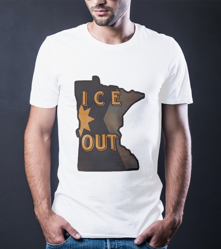 Minnesota Ice Out Bold Graphic State Map T-Shirt