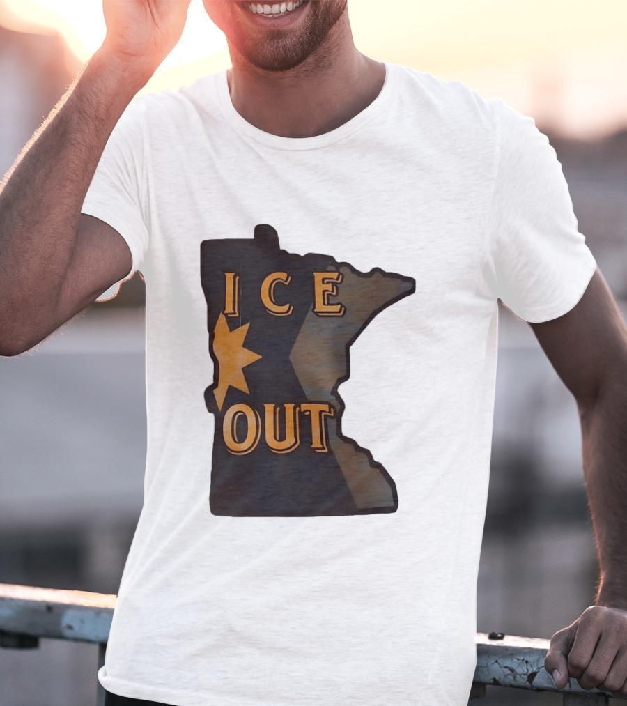 Minnesota Ice Out Bold Graphic State Map T-Shirt