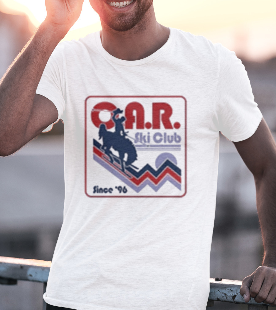 O.A.R. Ski Club Since 1996 Retro Design With Skier And Sun Motif T-Shirt