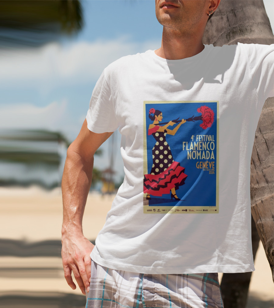 4º Festival Flamenco Nómada Genève 2026 Jan 27 April 26 Flamenco Dancer Polka Dot Dress T-Shirt