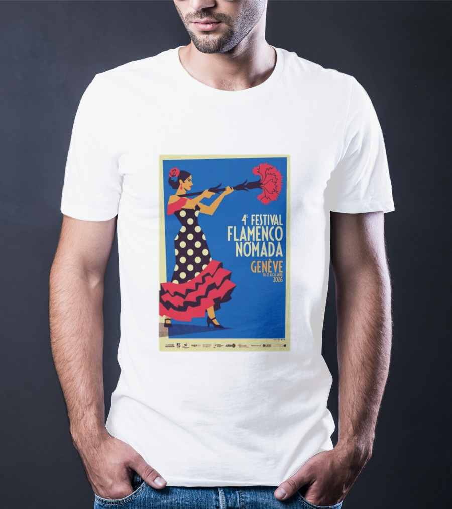 4º Festival Flamenco Nómada Genève 2026 Jan 27 April 26 Flamenco Dancer Polka Dot Dress T-Shirt