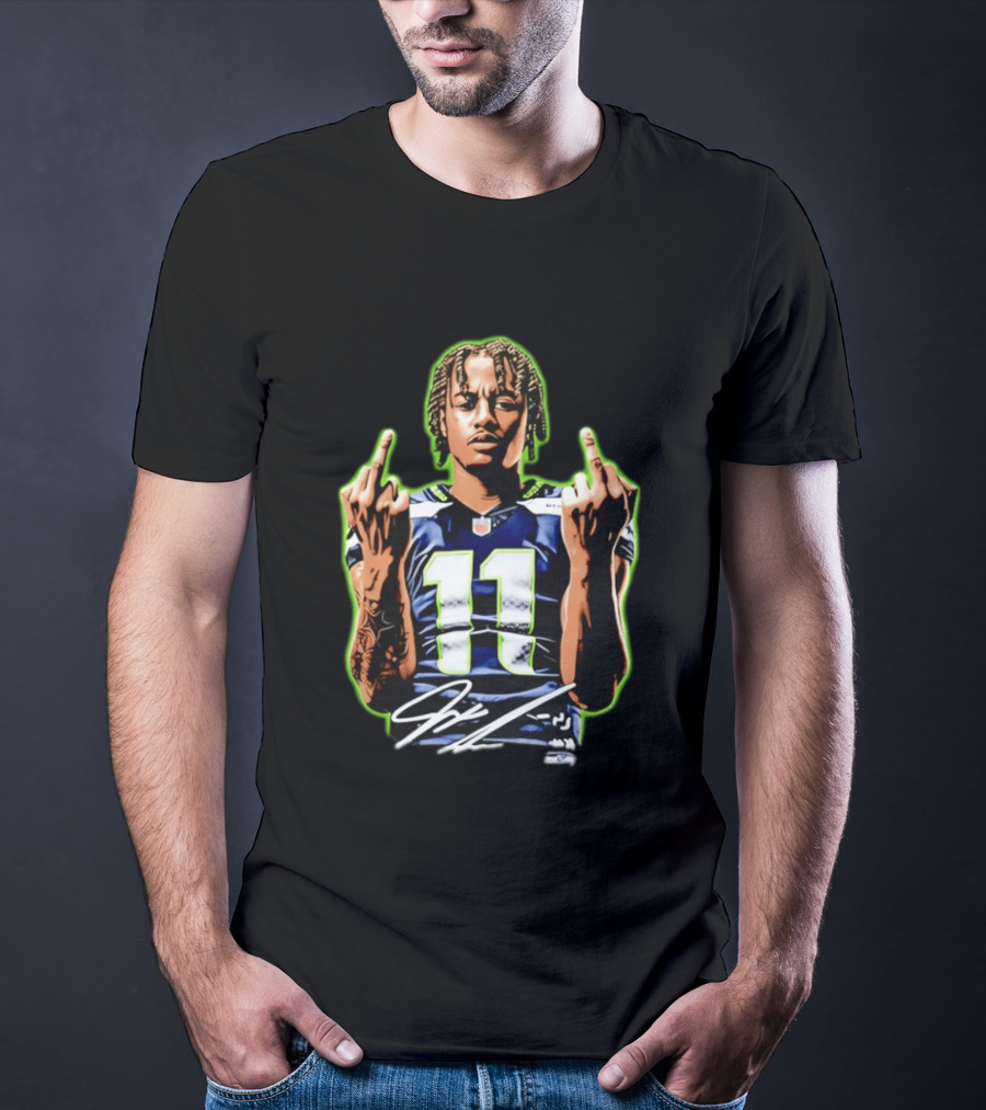 Jaxon Smith Njigba Seattle Seahawks 11 Middle Finger Gesture T-Shirt