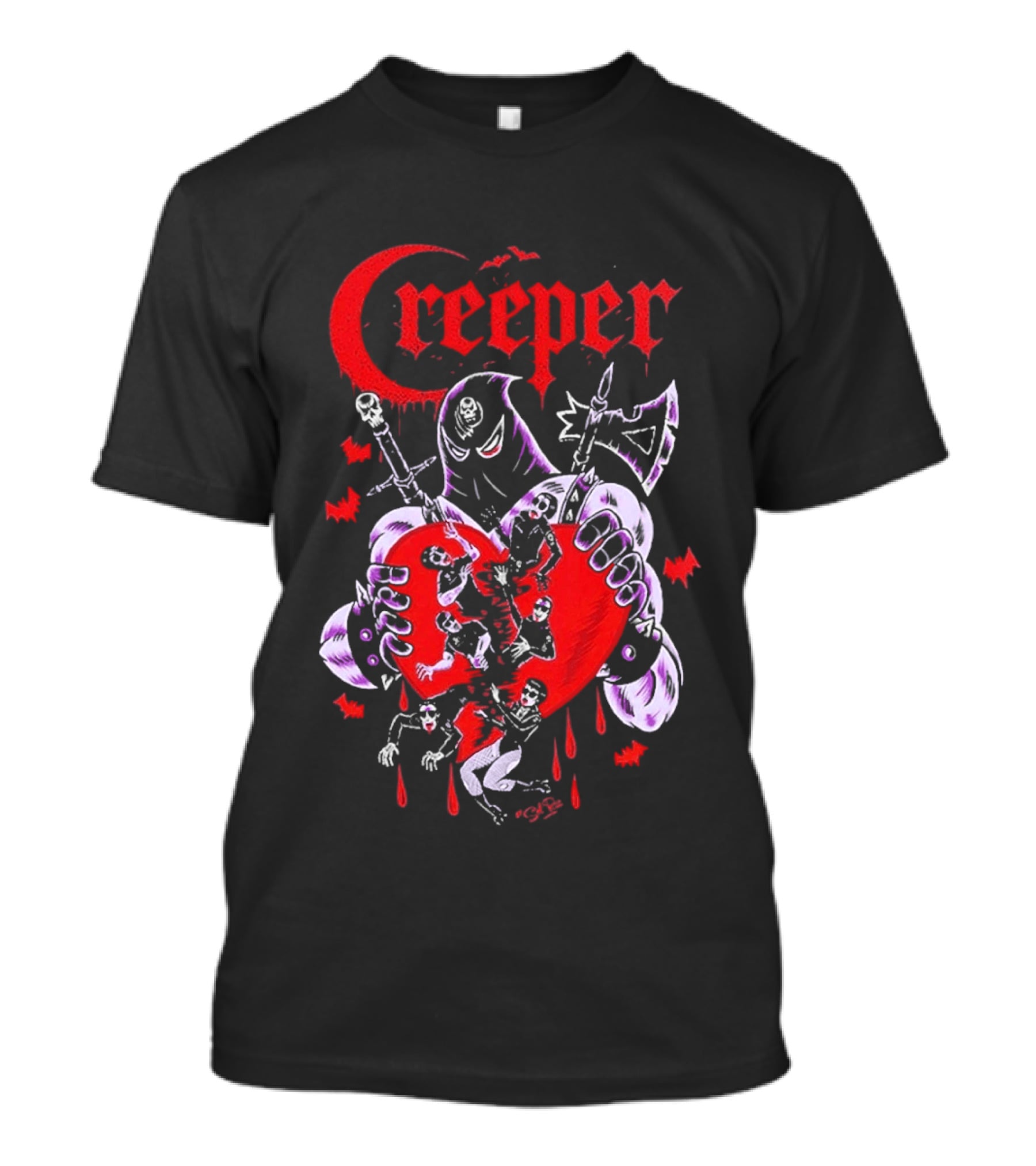 Creeper Sol Rac Valentines Heart And Skeletons 2026 T-Shirt