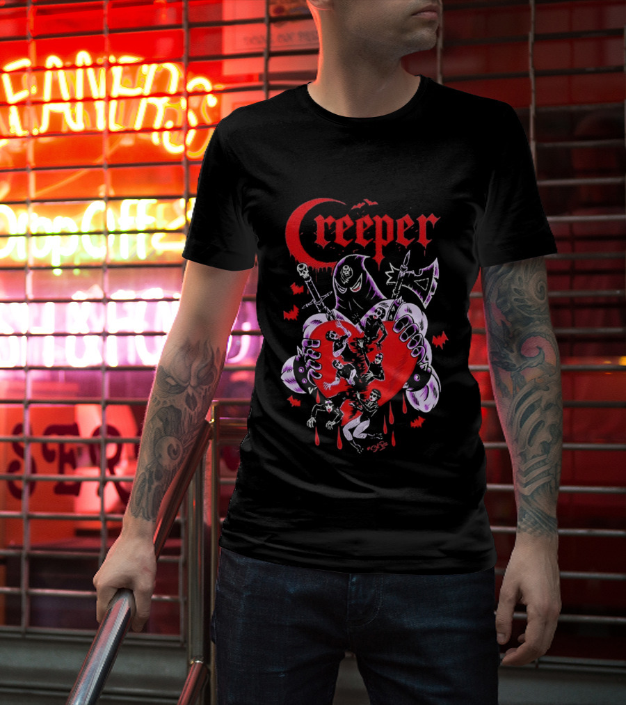 Creeper Sol Rac Valentines Heart And Skeletons 2026 T-Shirt