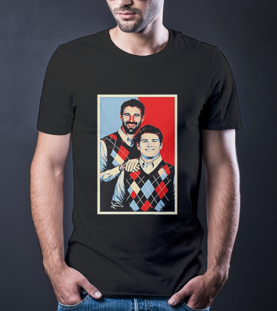 Mike Vrabel Drake Maye New England Patriots Football Hope Iconic Argyle Sweater T-Shirt