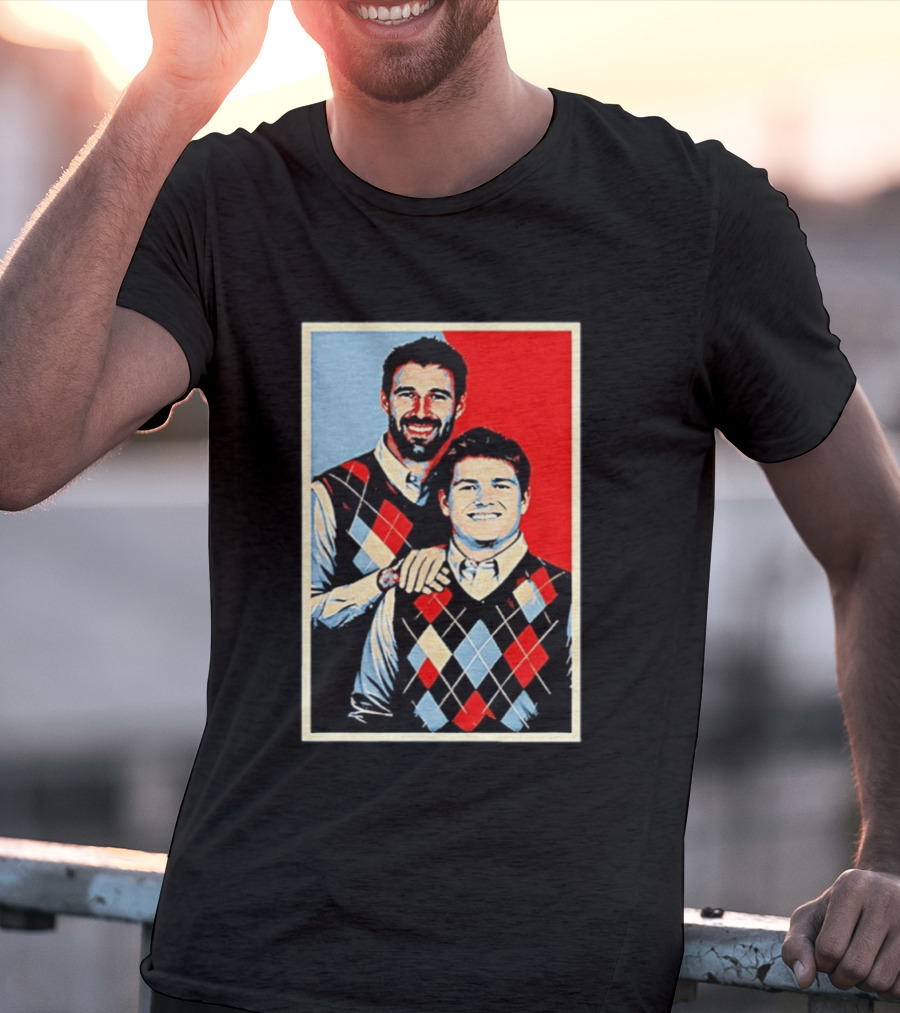 Mike Vrabel Drake Maye New England Patriots Football Hope Iconic Argyle Sweater T-Shirt