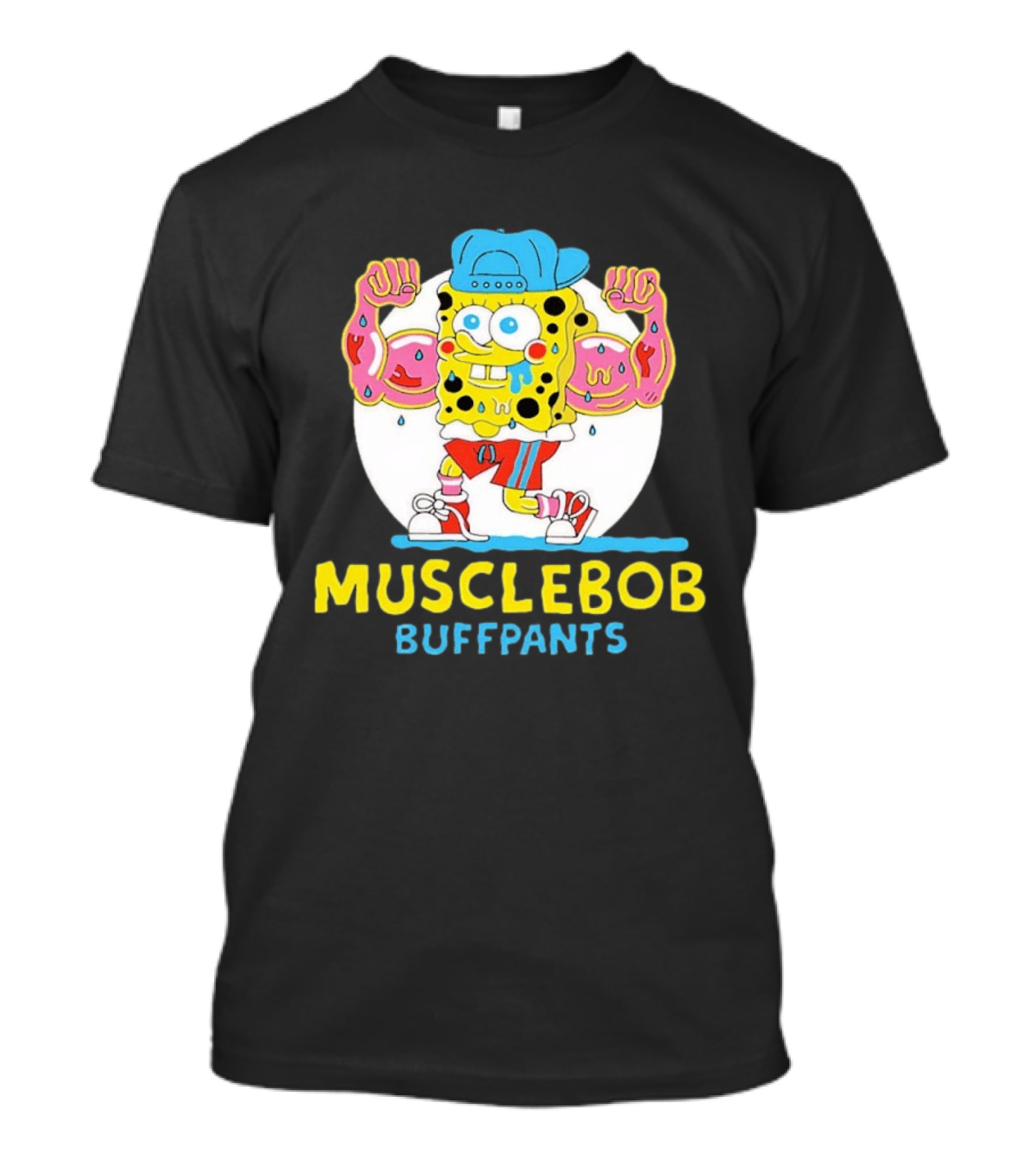 Musclebob Buffpants Flexing Cartoon Character Vibrant Athletic T-Shirt