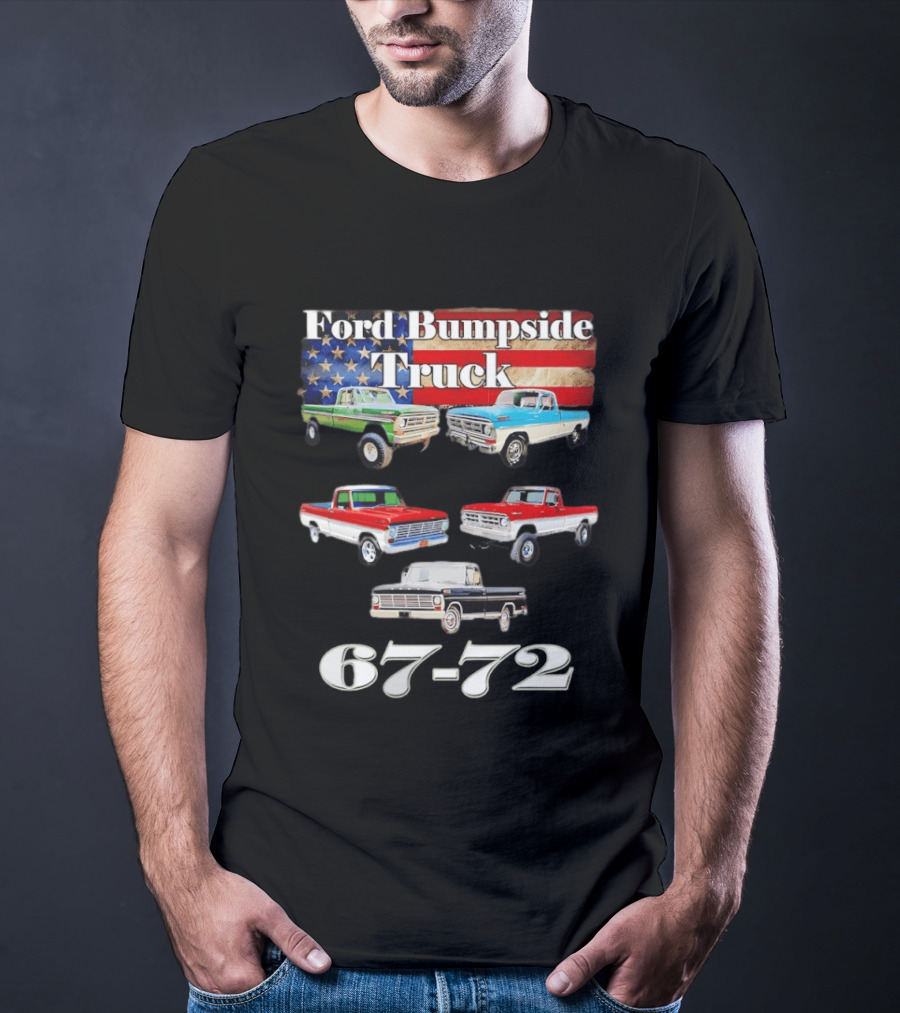 Ford Bumpside Truck 67 72 American Flag Classic Pickup Collection T-Shirt