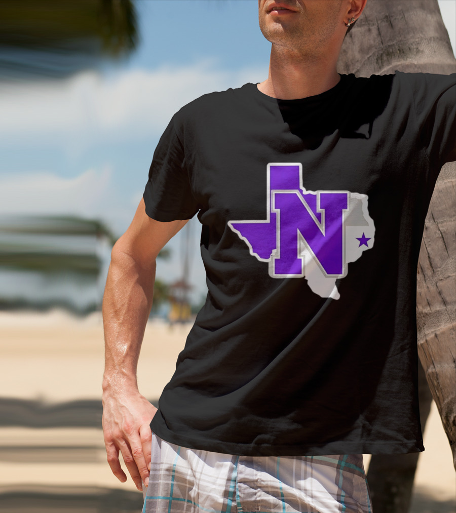 Norton High School Football Texas Map Purple N Star T-Shirt
