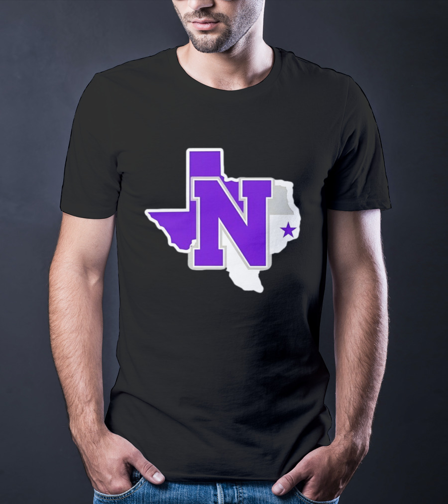 Norton High School Football Texas Map Purple N Star T-Shirt