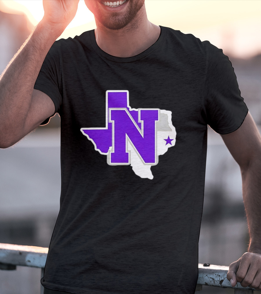 Norton High School Football Texas Map Purple N Star T-Shirt