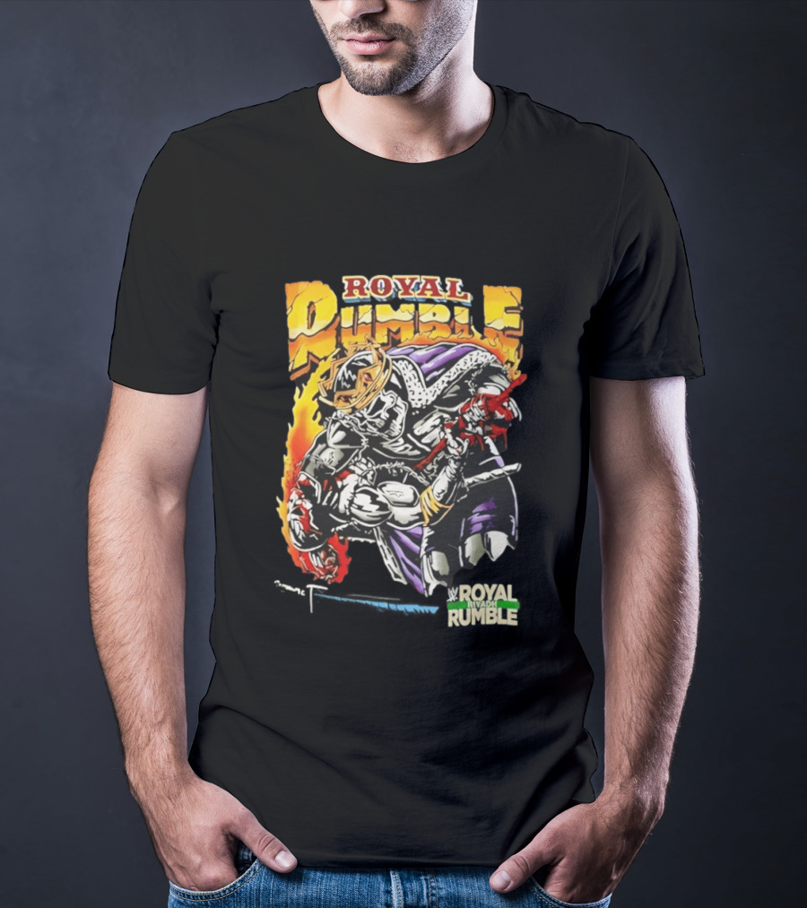 Royal Rumble Riyadh Boulevard Skeleton Crown Flame T-Shirt