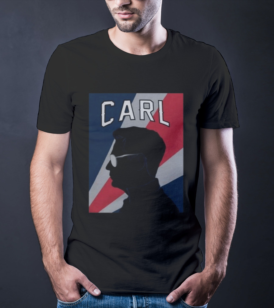 CARL Silhouette With Red And Blue Angled Stripes T-Shirt