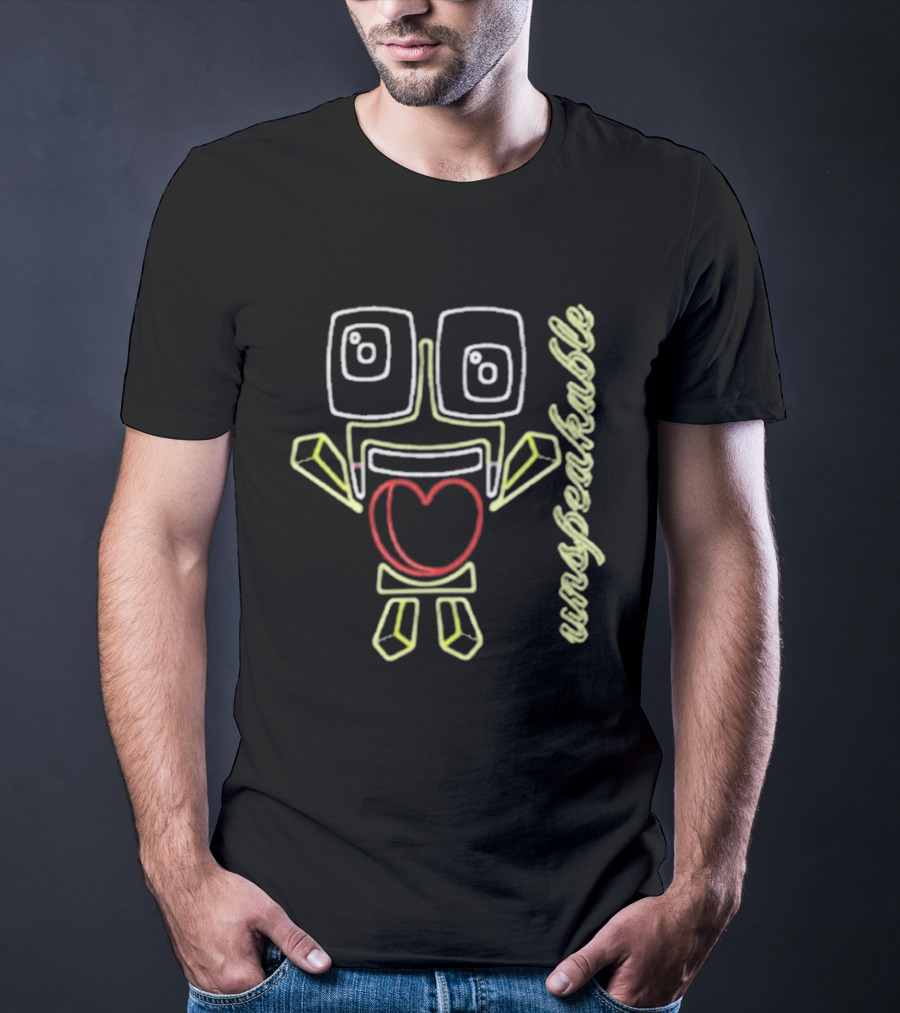 Unspeakable Love Neon Heart Robot Sketch T-Shirt