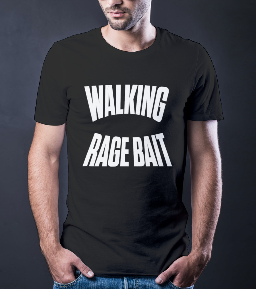 Walking Rage Bait Typography Bold White T-Shirt