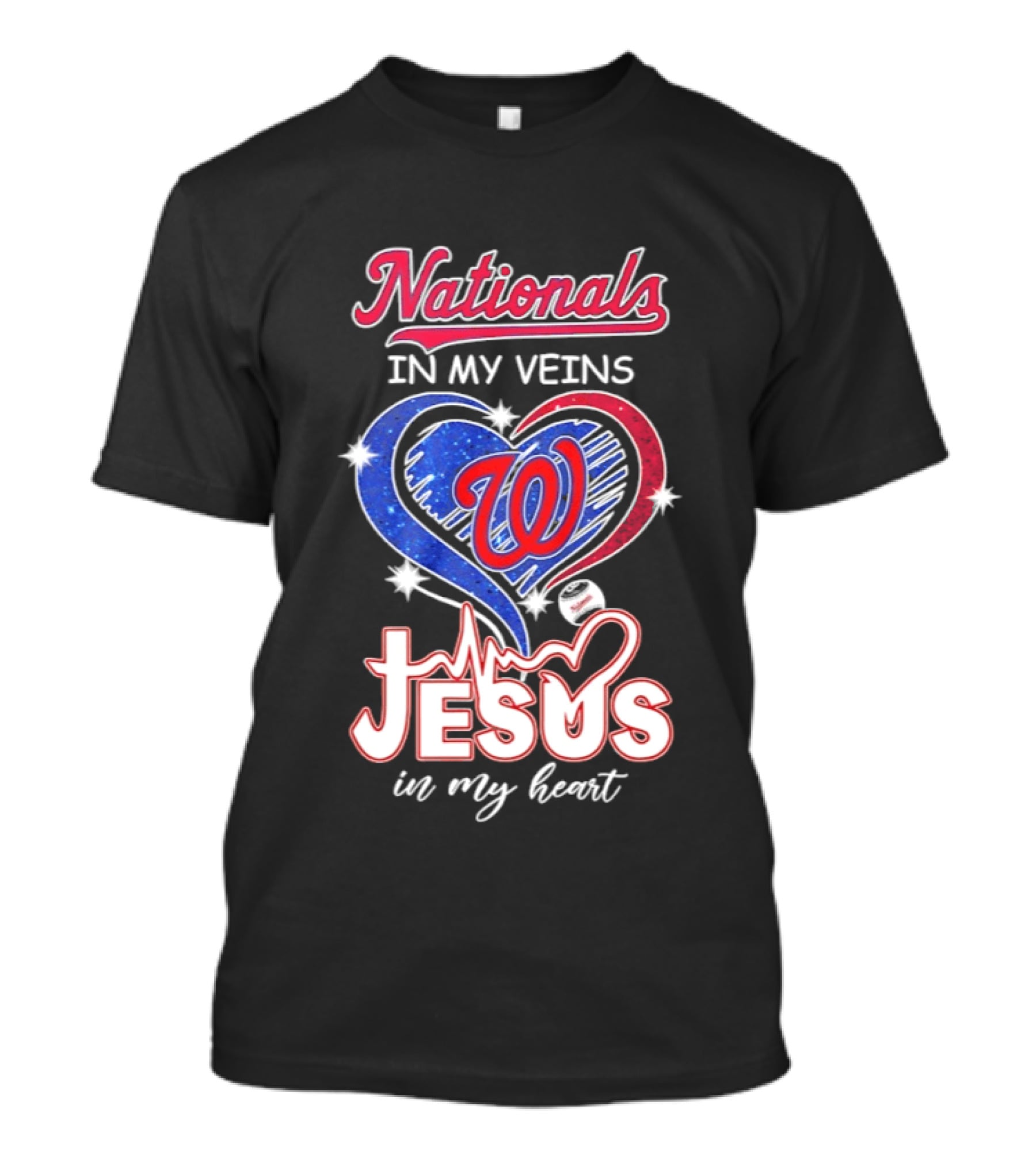 Nationals In My Veins W Heart Jesus In My Heart T-Shirt