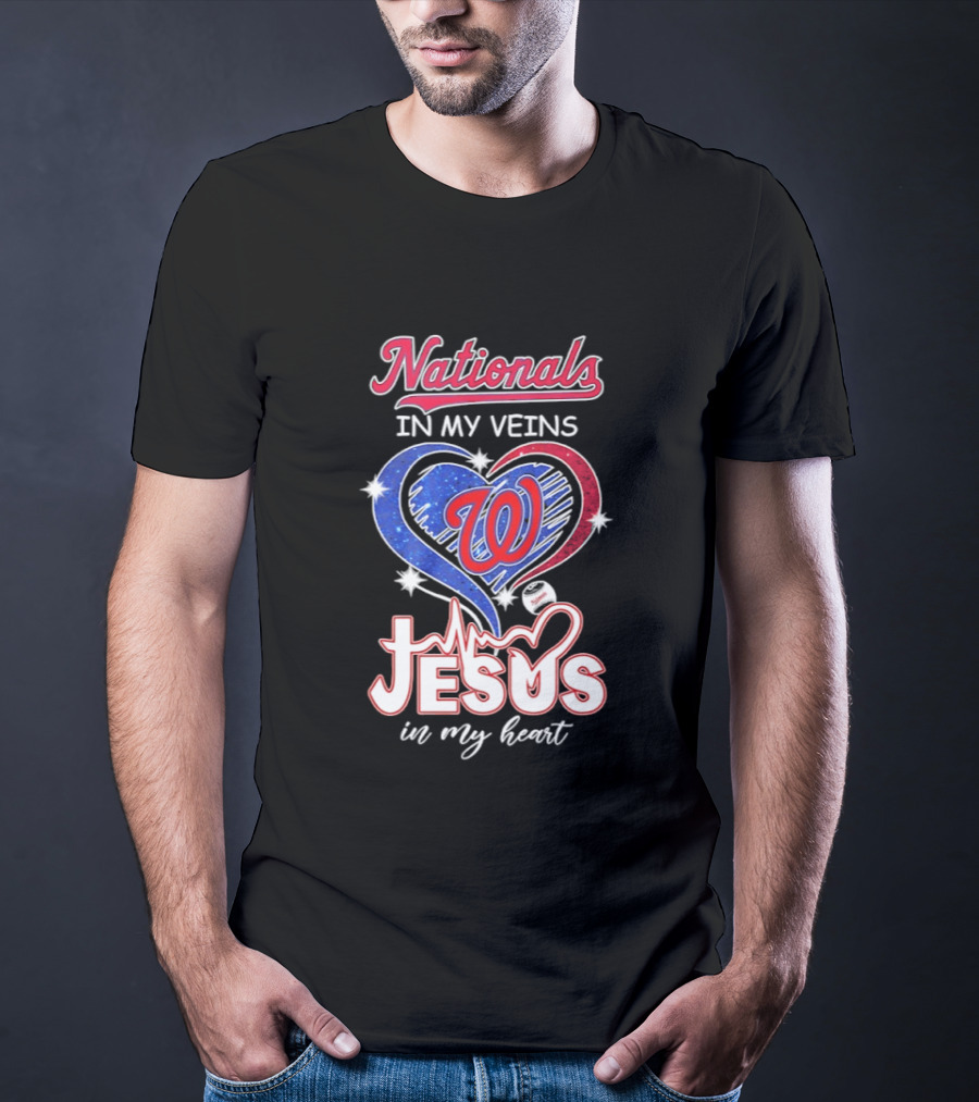 Nationals In My Veins W Heart Jesus In My Heart T-Shirt