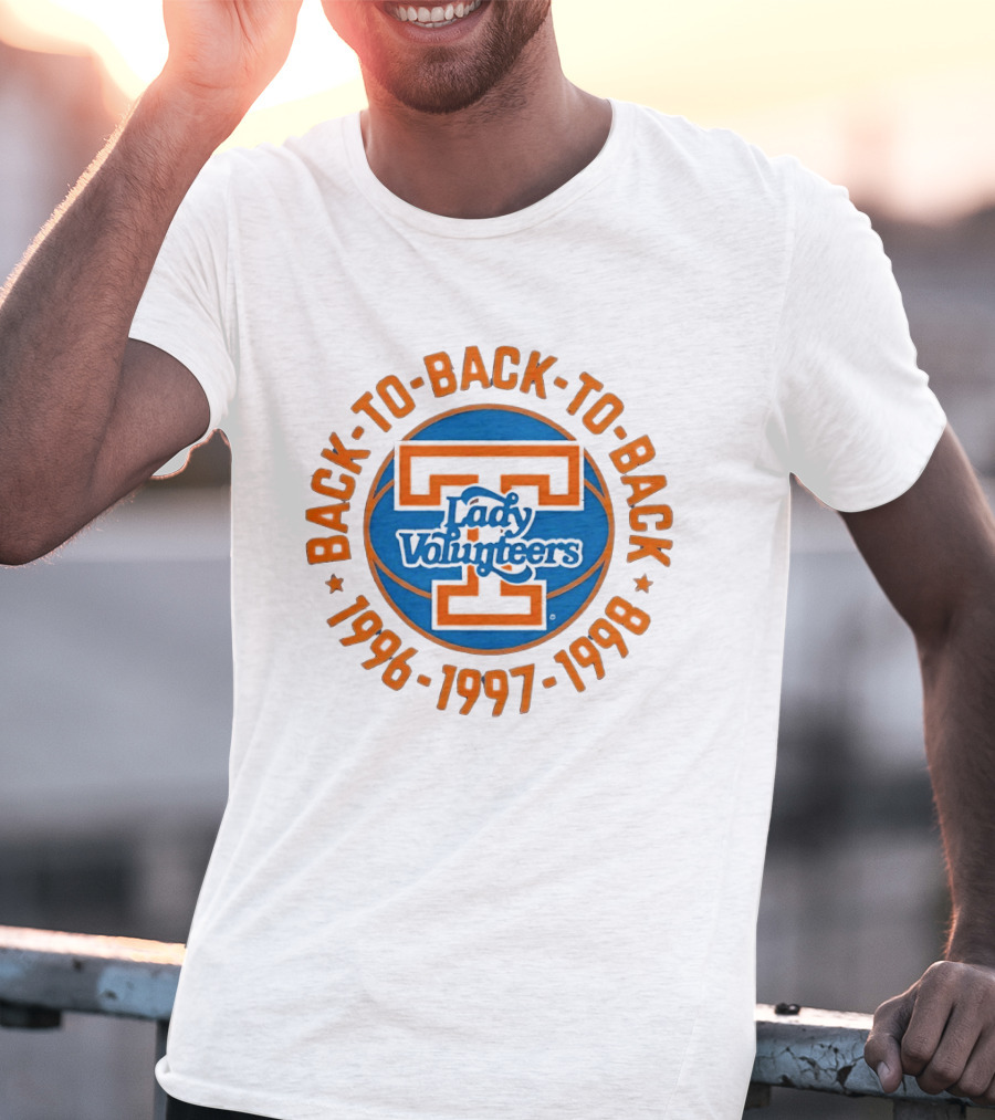Tennessee Lady Volunteers Back To Back Champions 1996 1997 1998 T-Shirt