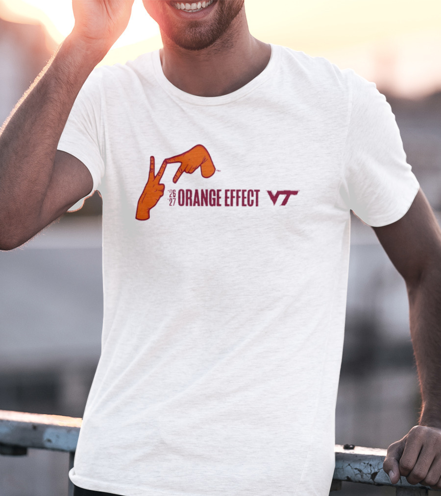 Virginia Tech Hokies 2026 2027 Orange Effect Hand Sign VT T-Shirt