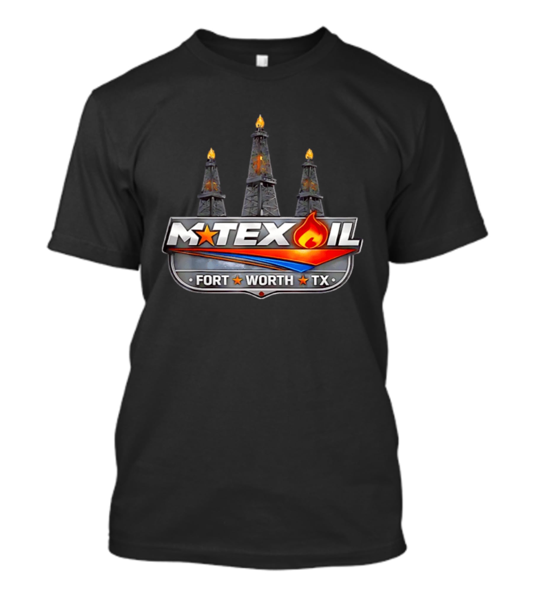 Mtex Oil Fort Worth TX Three Burning Oil Derricks T-Shirt