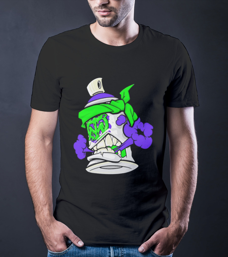 Trey Miguel Graffiti Spray Paint Can Cartoon Bandana T-Shirt