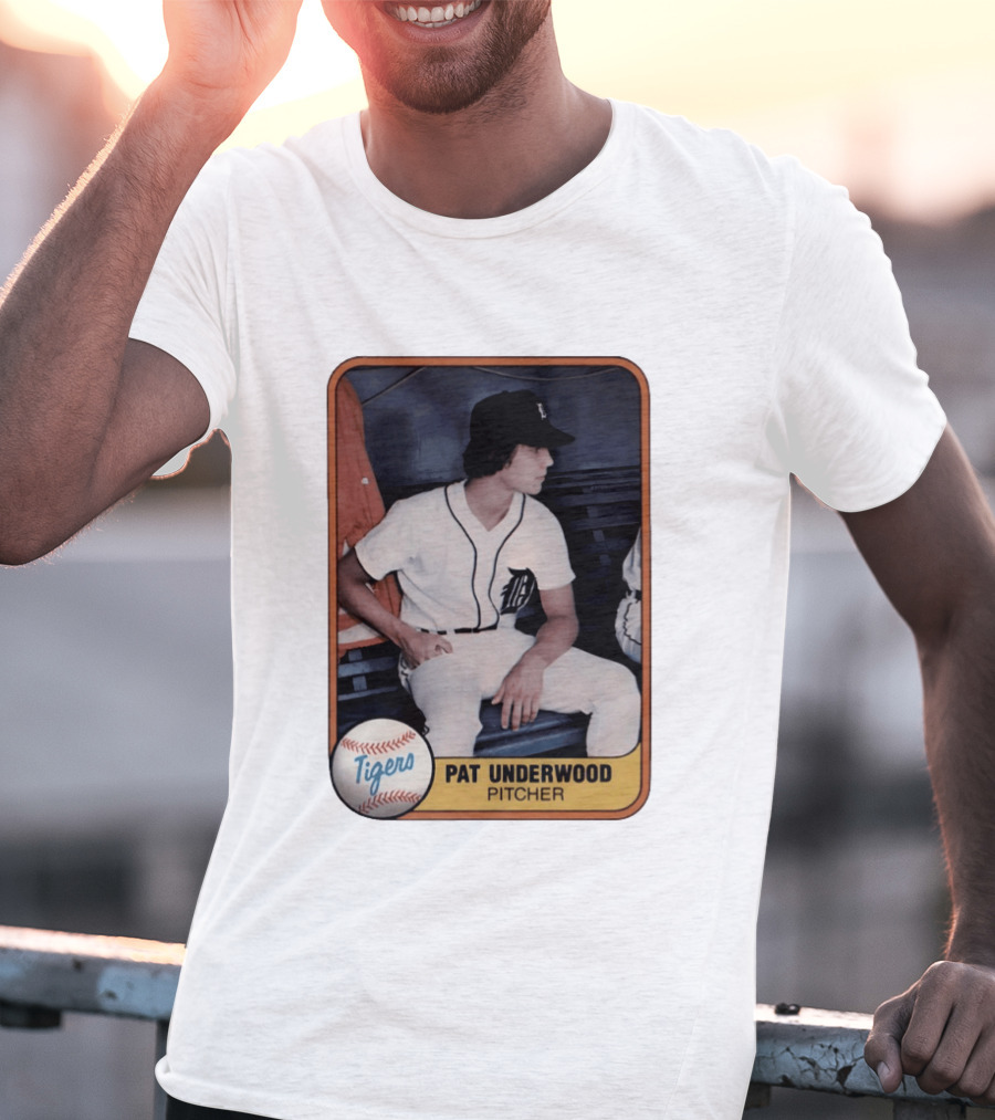 Tigers Pat Underwood Pitcher Baseball Card T-Shirt