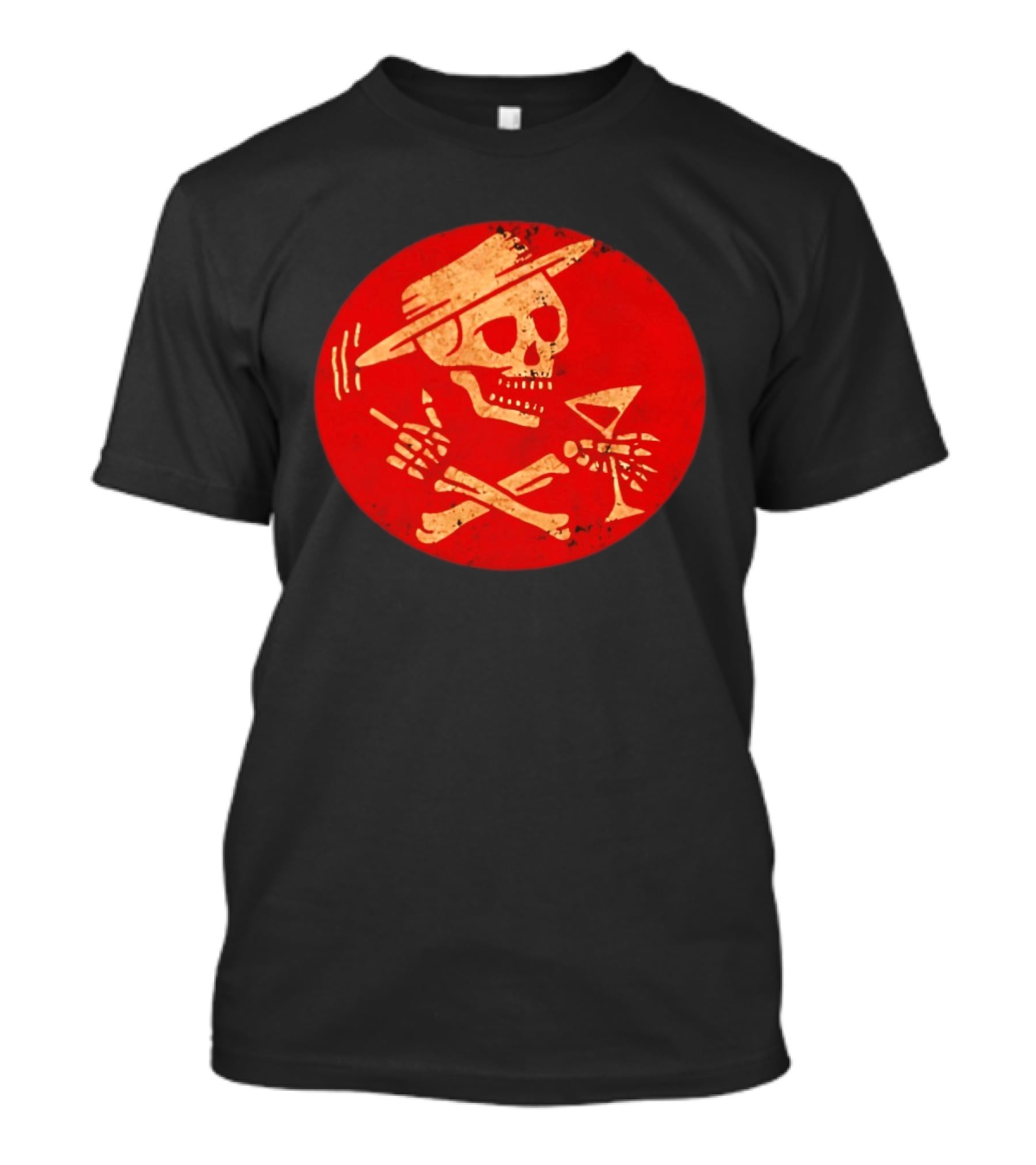 Social Distortion Skeleton Icon With Martini And Fedora In Red Circle T-Shirt