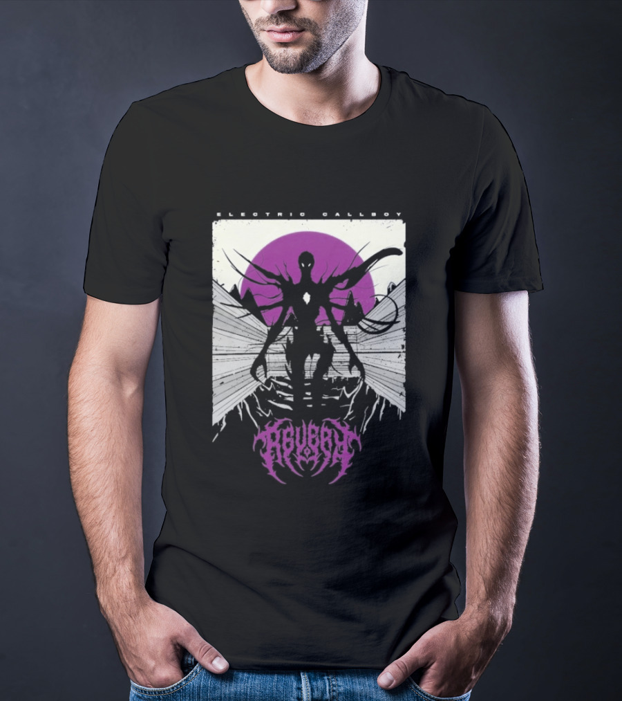 Electric Callboy Revery Creature Monster Skeleton Neon Pink Sunburst T-Shirt