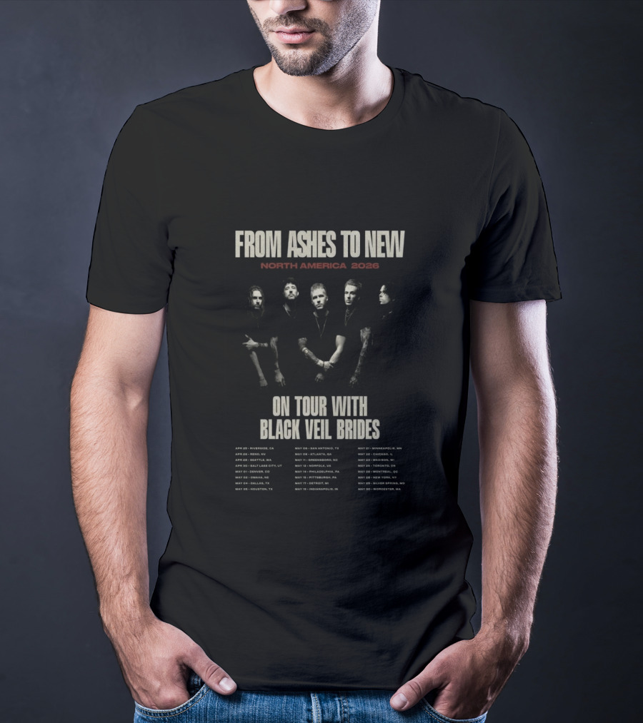 From Ashes To New North America 2026 Tour Dates Featuring Black Veil Brides T-Shirt