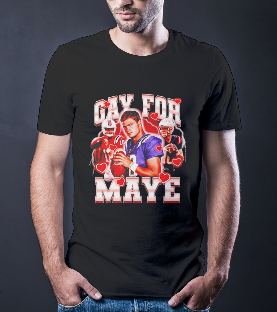 Gay For Maye Football Hearts Player T-Shirt