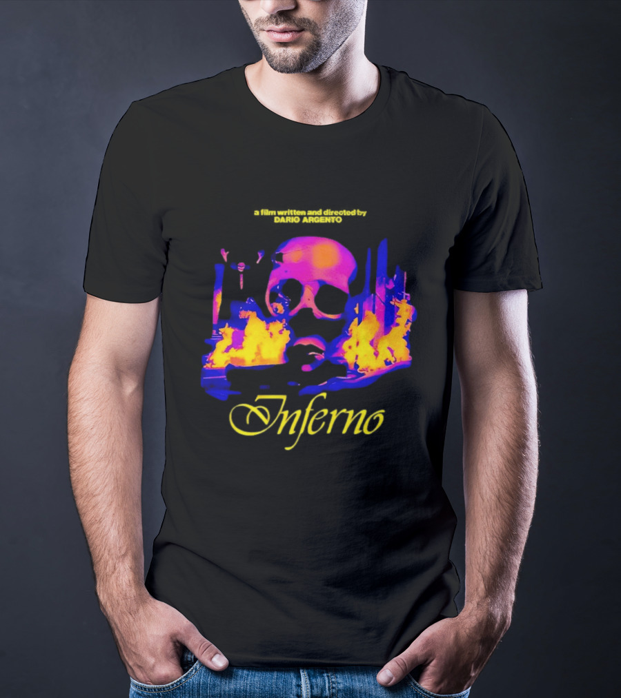 Inferno 80s Horror Skull Flames Psychedelic T-Shirt