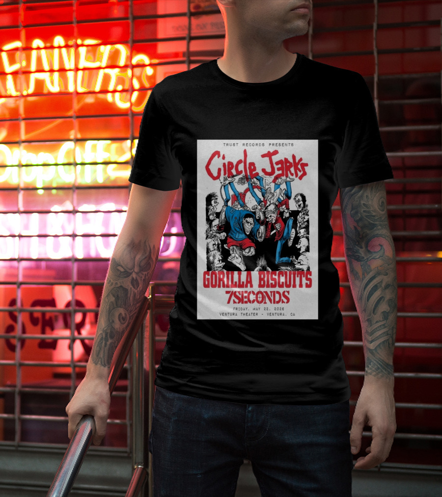 Circle Jerks Gorilla Biscuits 7Seconds Trust Records Ventura Theater May 22 2026 T-Shirt
