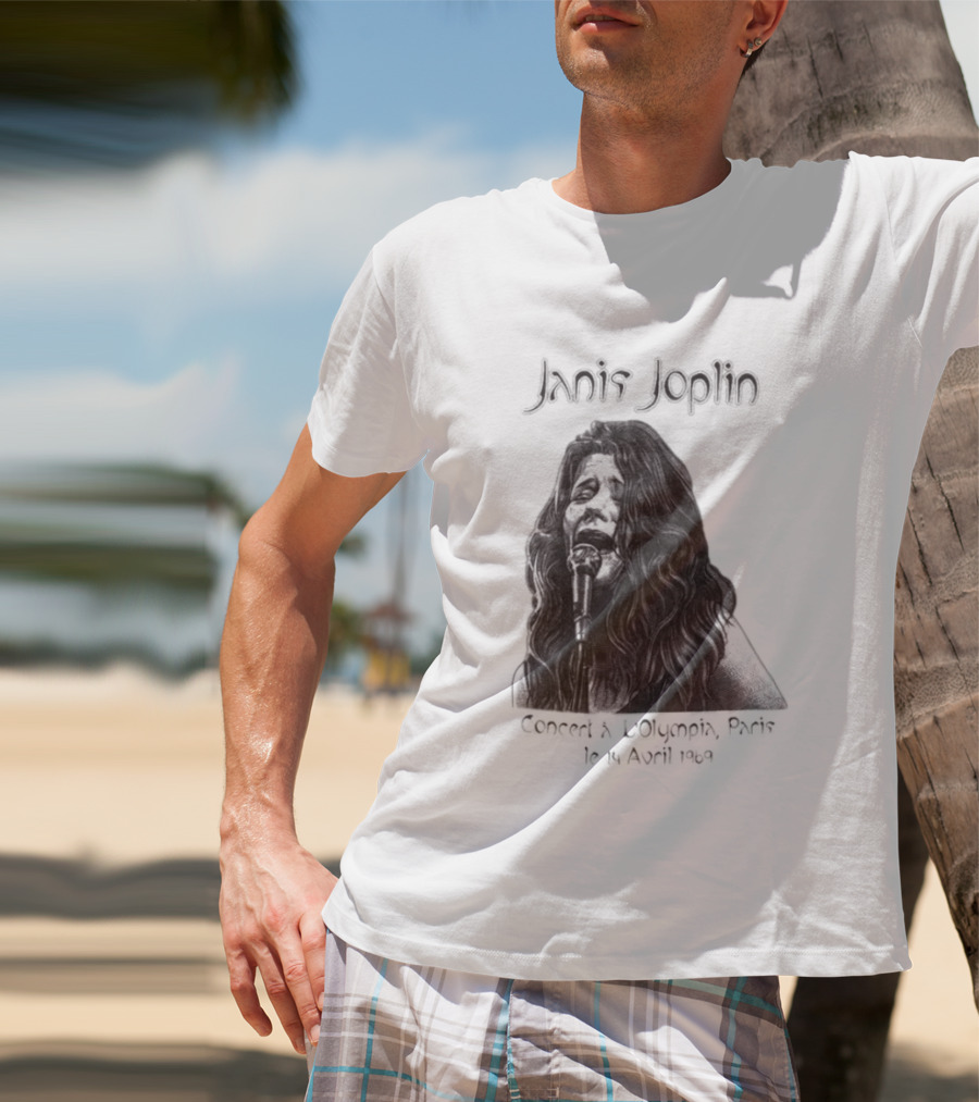 Janis Joplin Olympia Paris Concert Live Performance 1970s T-Shirt