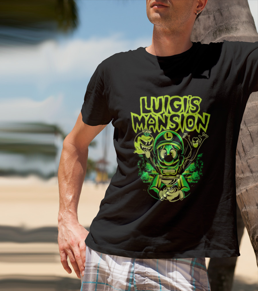 Luigi's Mansion Mario Game Character Neon Ghost T-Shirt