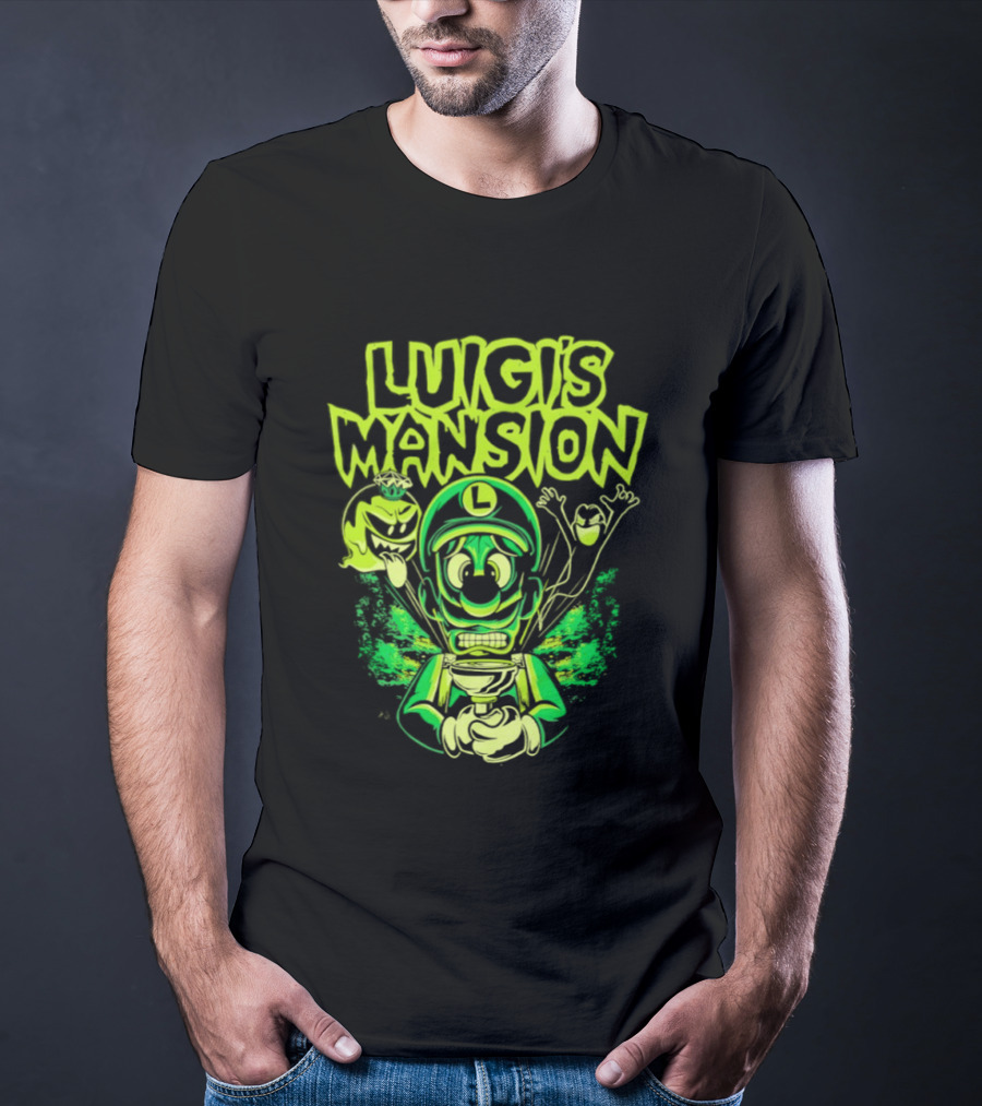 Luigi's Mansion Mario Game Character Neon Ghost T-Shirt
