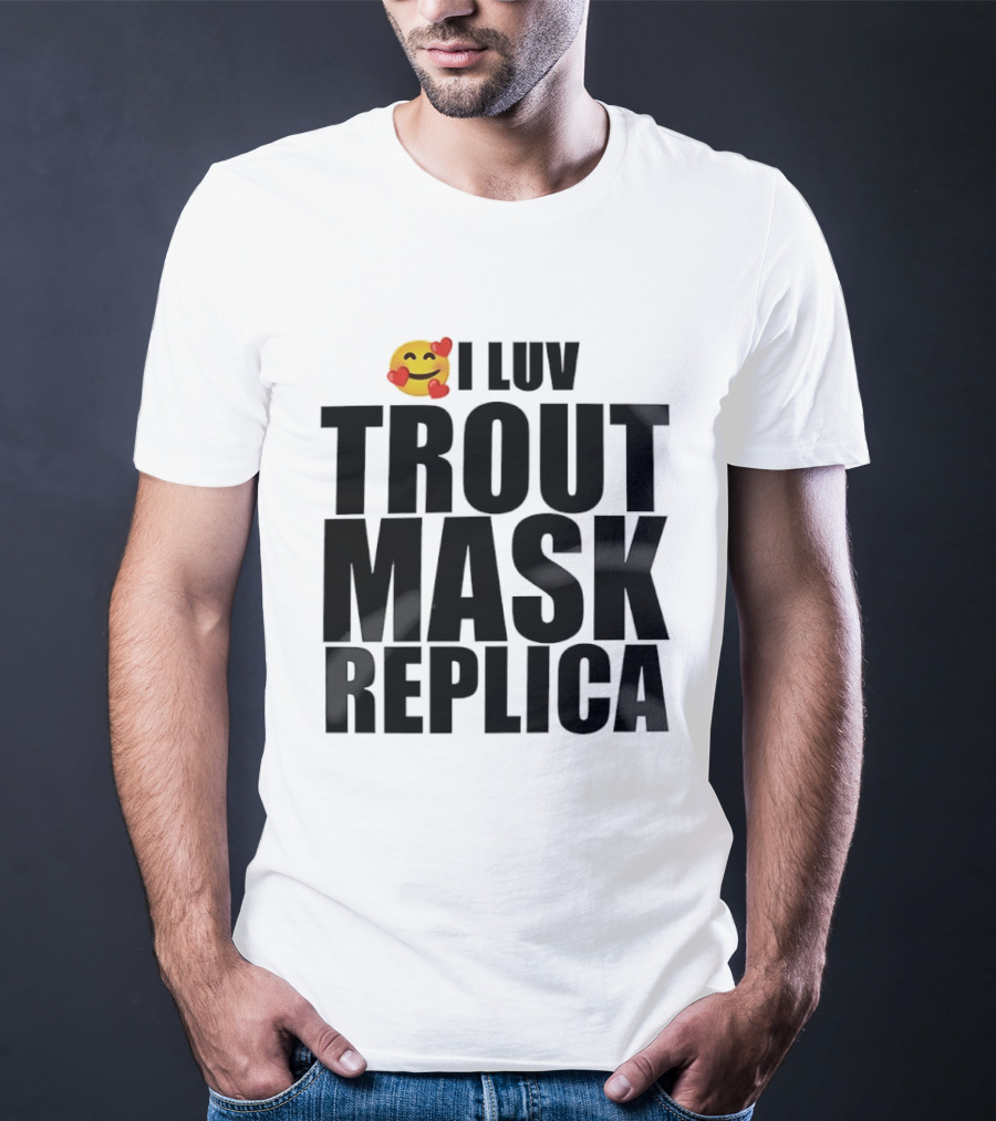 I Luv Trout Mask Replica Emoji Hearts T-Shirt